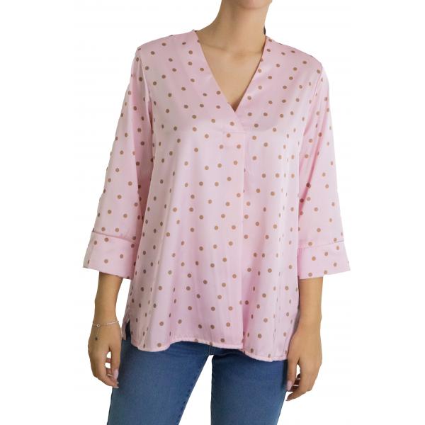 Blusa a V con pois a 3/4 